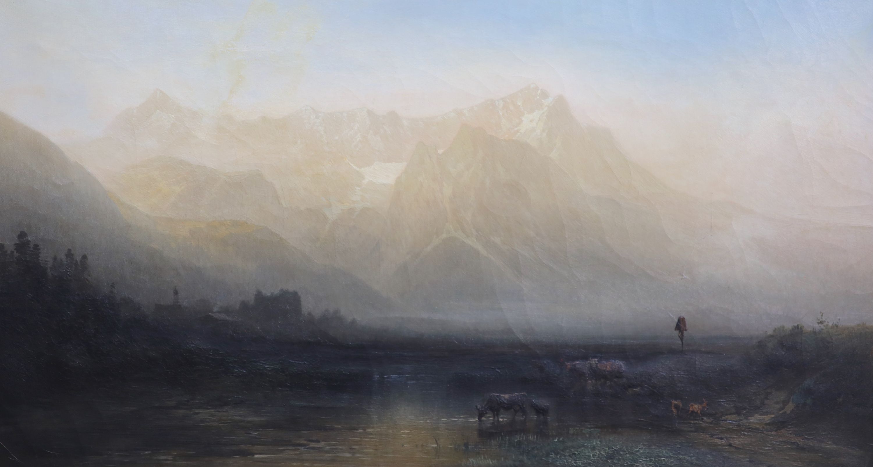 Karl Heilmayer (1829-1908), Garmischa, Bavarian Alps, oil on canvas, 49 x 89cm
